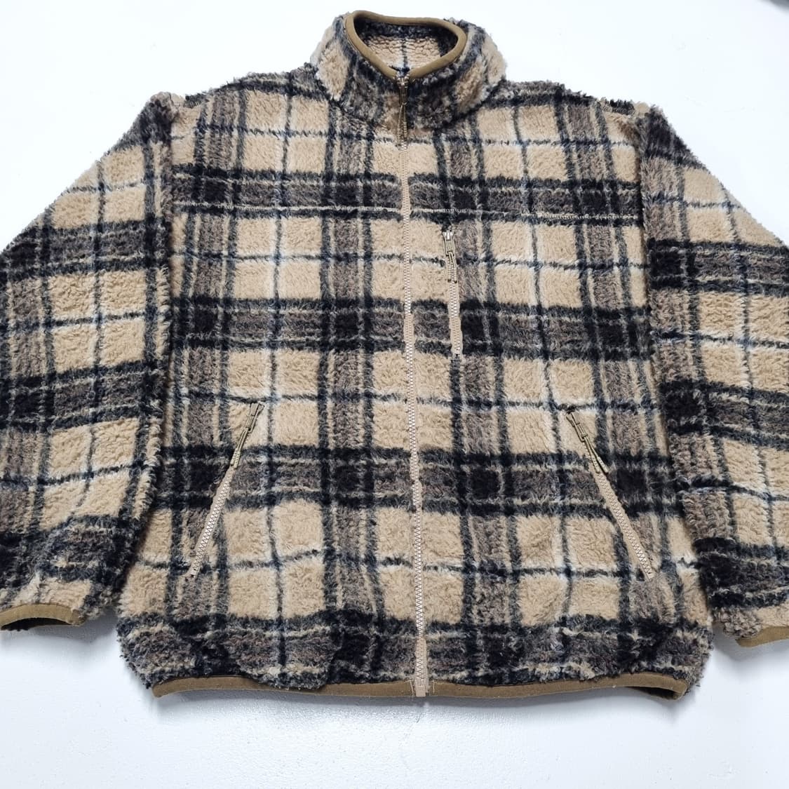 BEAMS HEARTS 체크 후리스 자켓 - S 상품이미지4