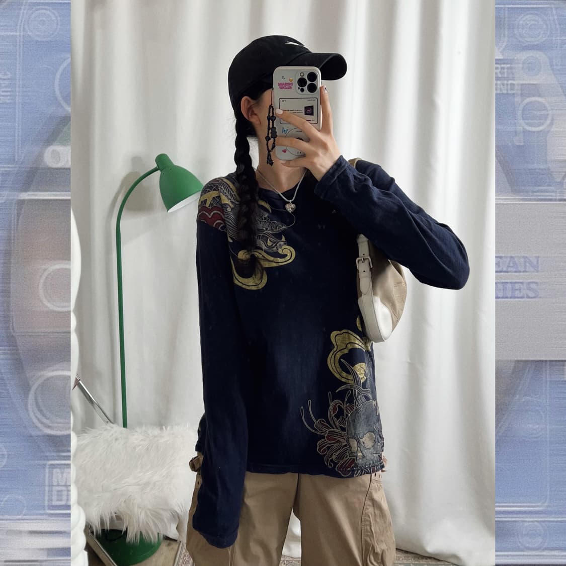 네이비 오리엔탈 롱 슬리브 상품이미지1