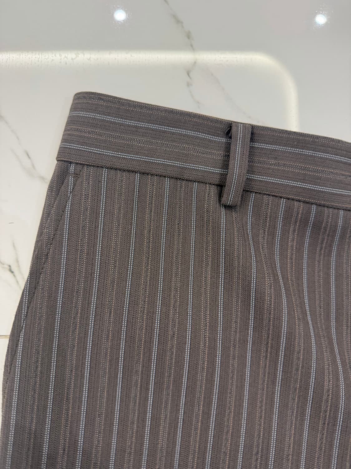 렉토 빈티지 스트라이프 플레어 팬츠 세피아 그레이 상품이미지4