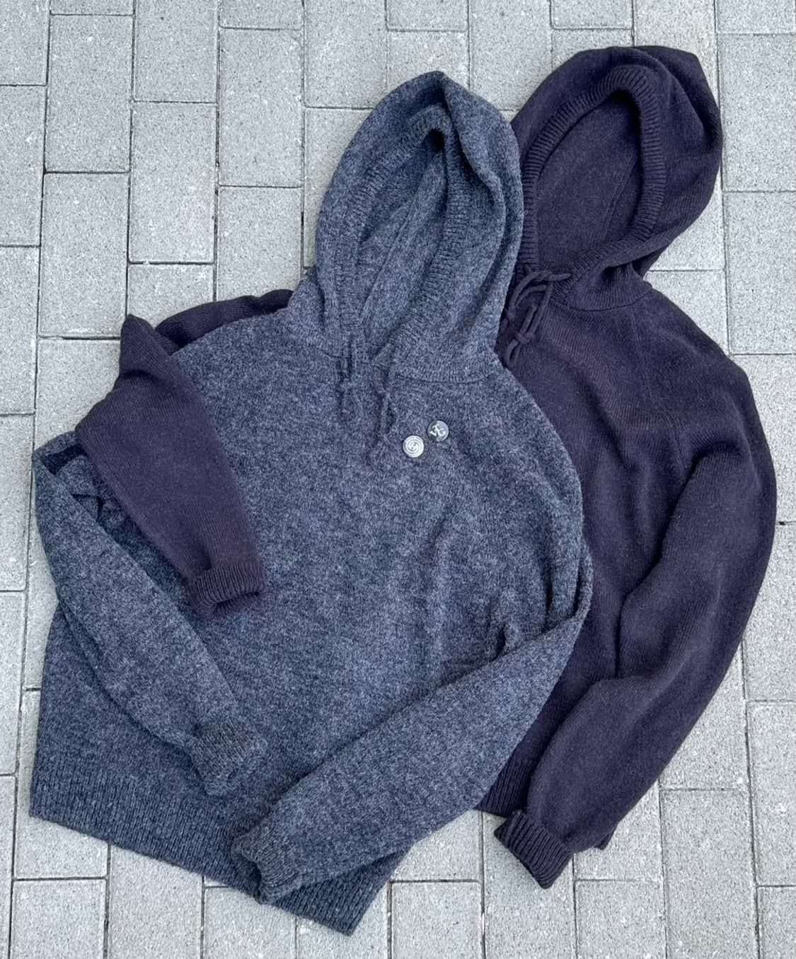 해칭룸 Base Hoodie Knit Blue M. Grey 상품이미지1