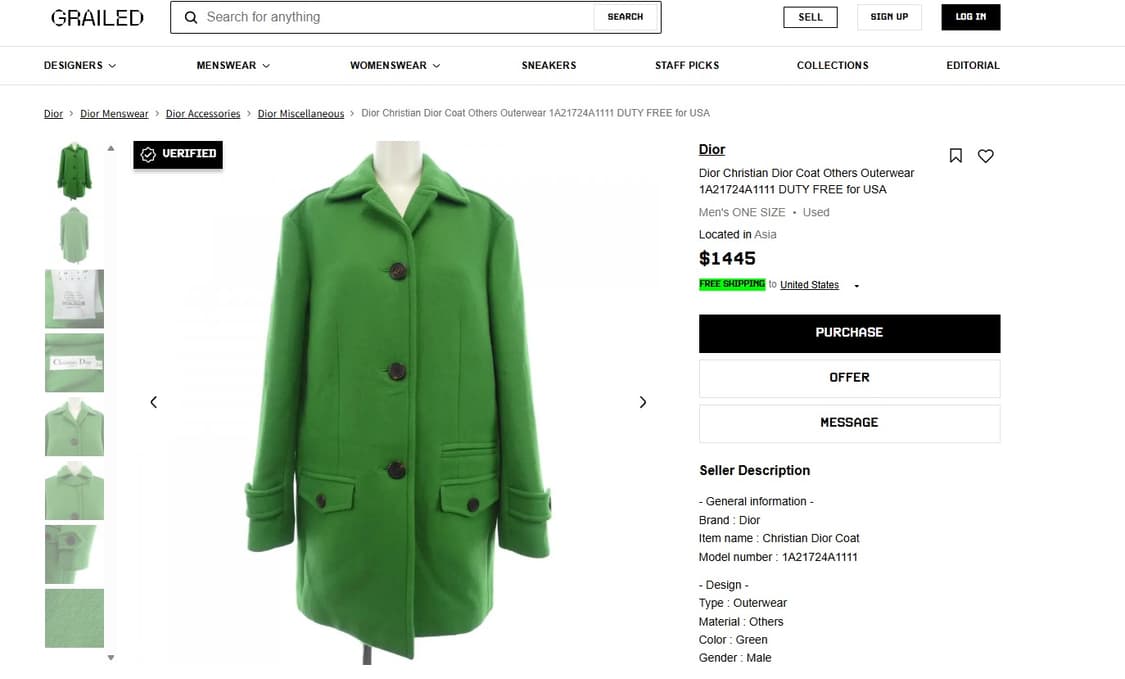  디올 울X알파카X실크 코트 38사이즈 상품이미지5