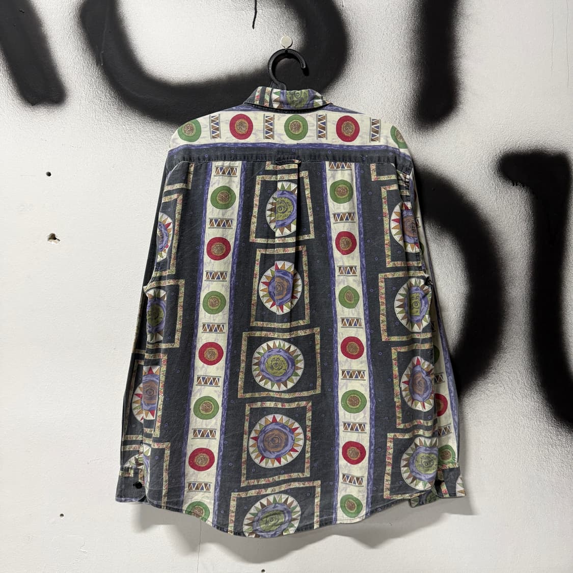 VTG 빈티지 에스닉 기하학 패턴 원포켓 코튼 긴팔 셔츠 상품이미지2