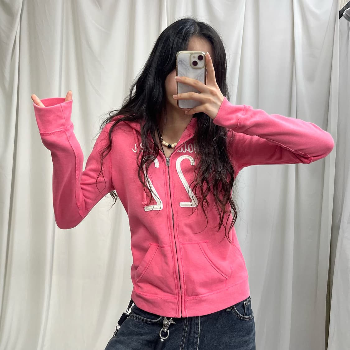 Hollister pink hood zip-up 상품이미지2