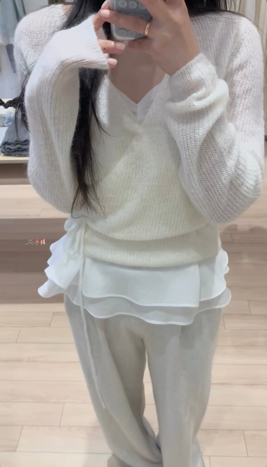 (새상품)누아누아 레오 모헤어 랩 니트 상품이미지1