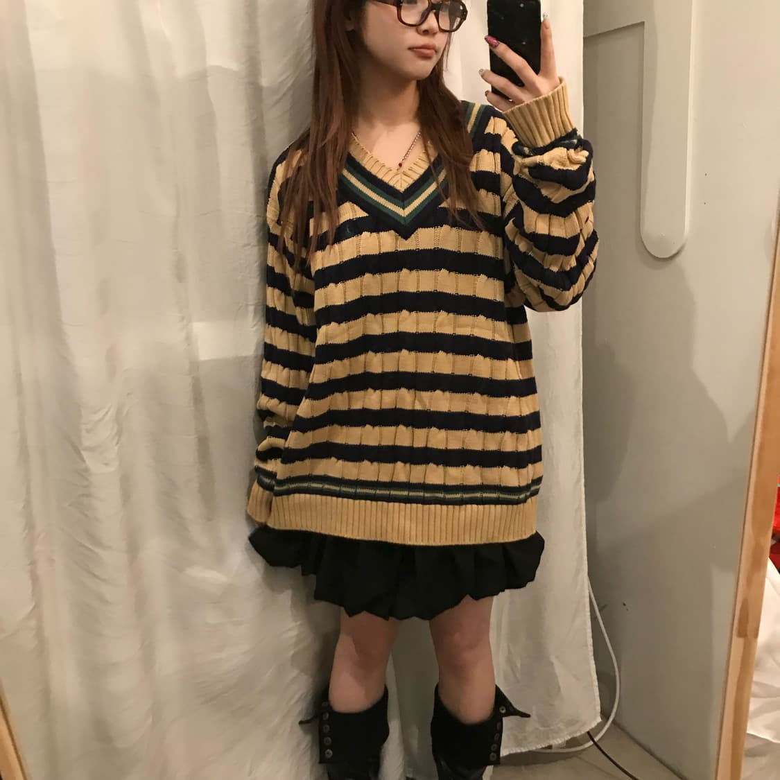 Bean Pole 빈폴 모리걸 스쿨룩 빅사이즈 꽈배기 니트 상품이미지1