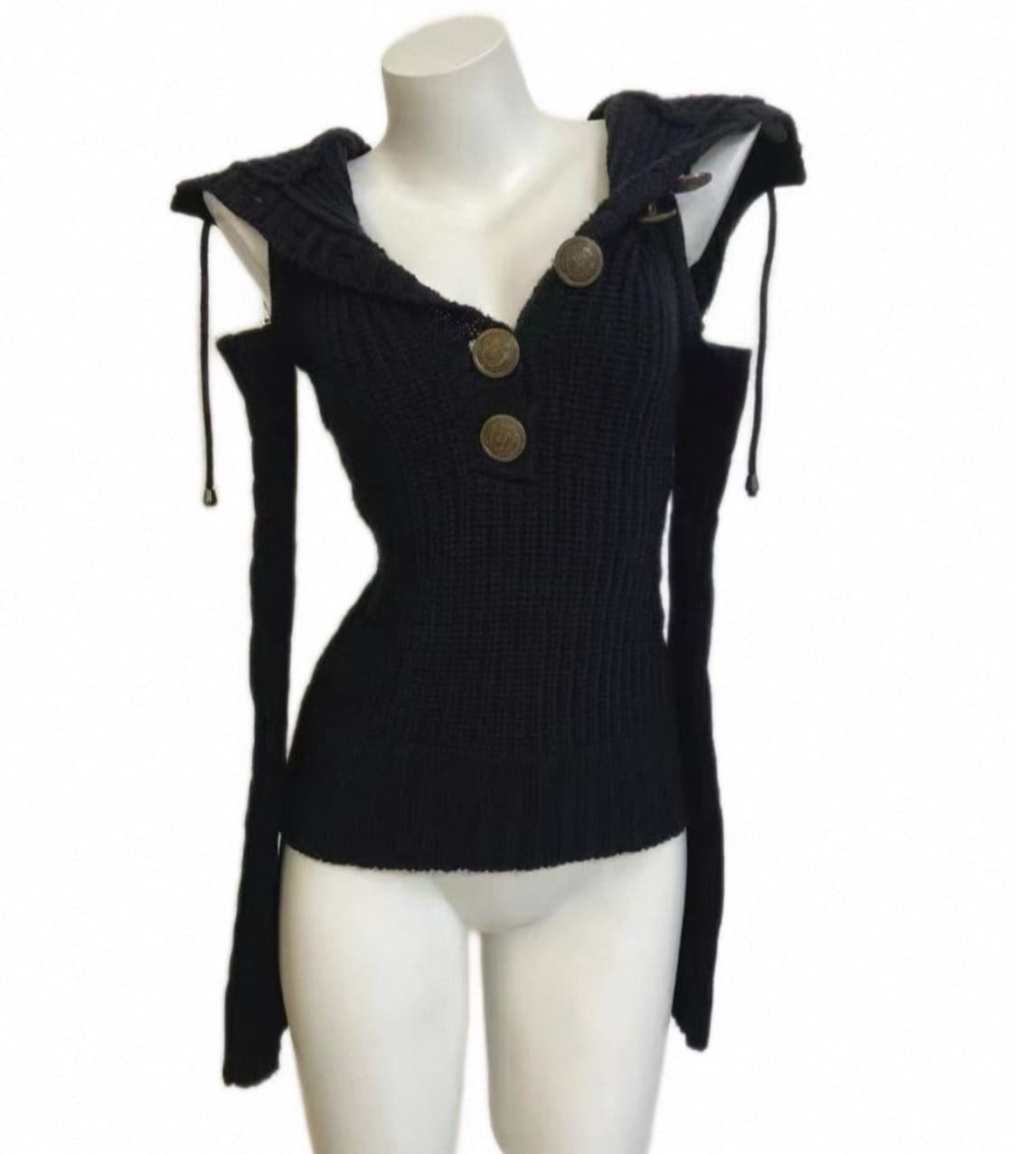 D.i.a.깔 갸루 오네갸루 버튼 오프숄더 니트 워머  상품이미지1