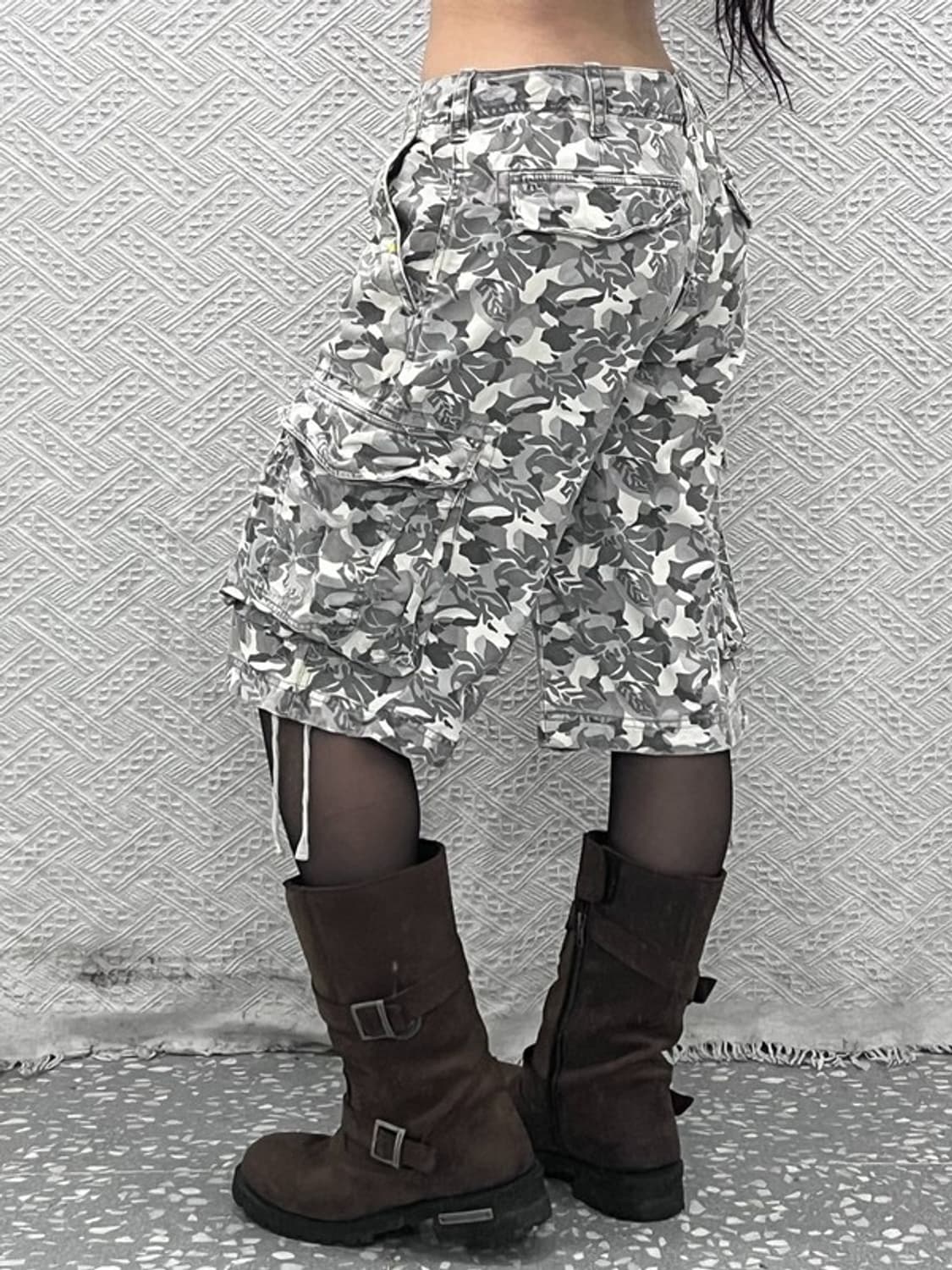 스페라 스트릿 펑크 에스닉 플라워 카모 카고 반바지 M C11045 상품이미지2