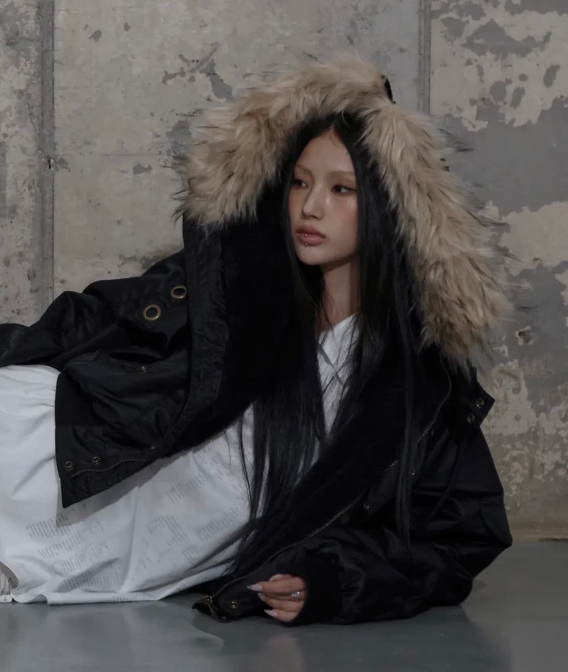 팬시클럽 아일렛 퍼 MA-1 (BLACK) 상품이미지2