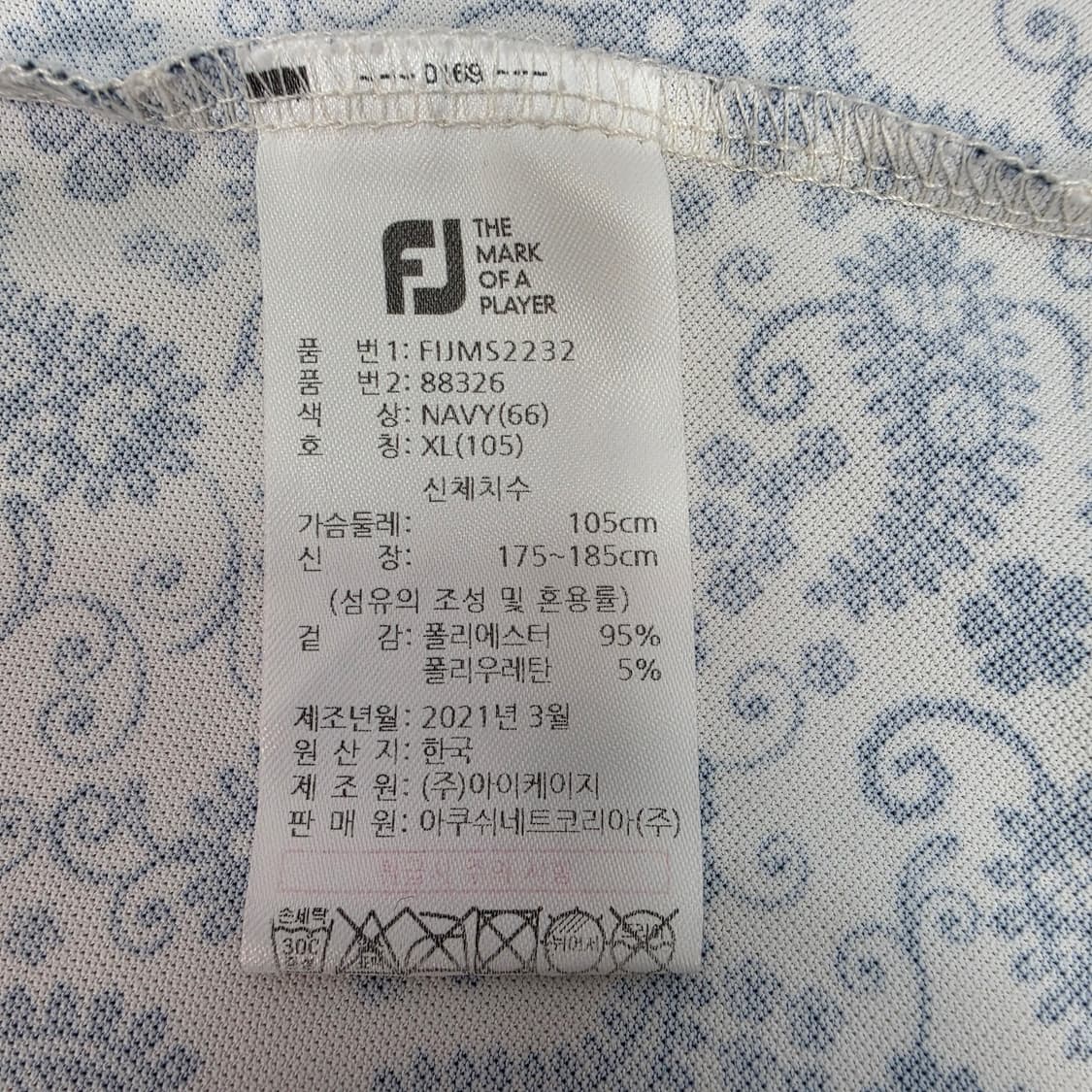 풋조이 페이즐리 패턴 골프 반팔 폴로 셔츠 XL 105사이즈 상품이미지9