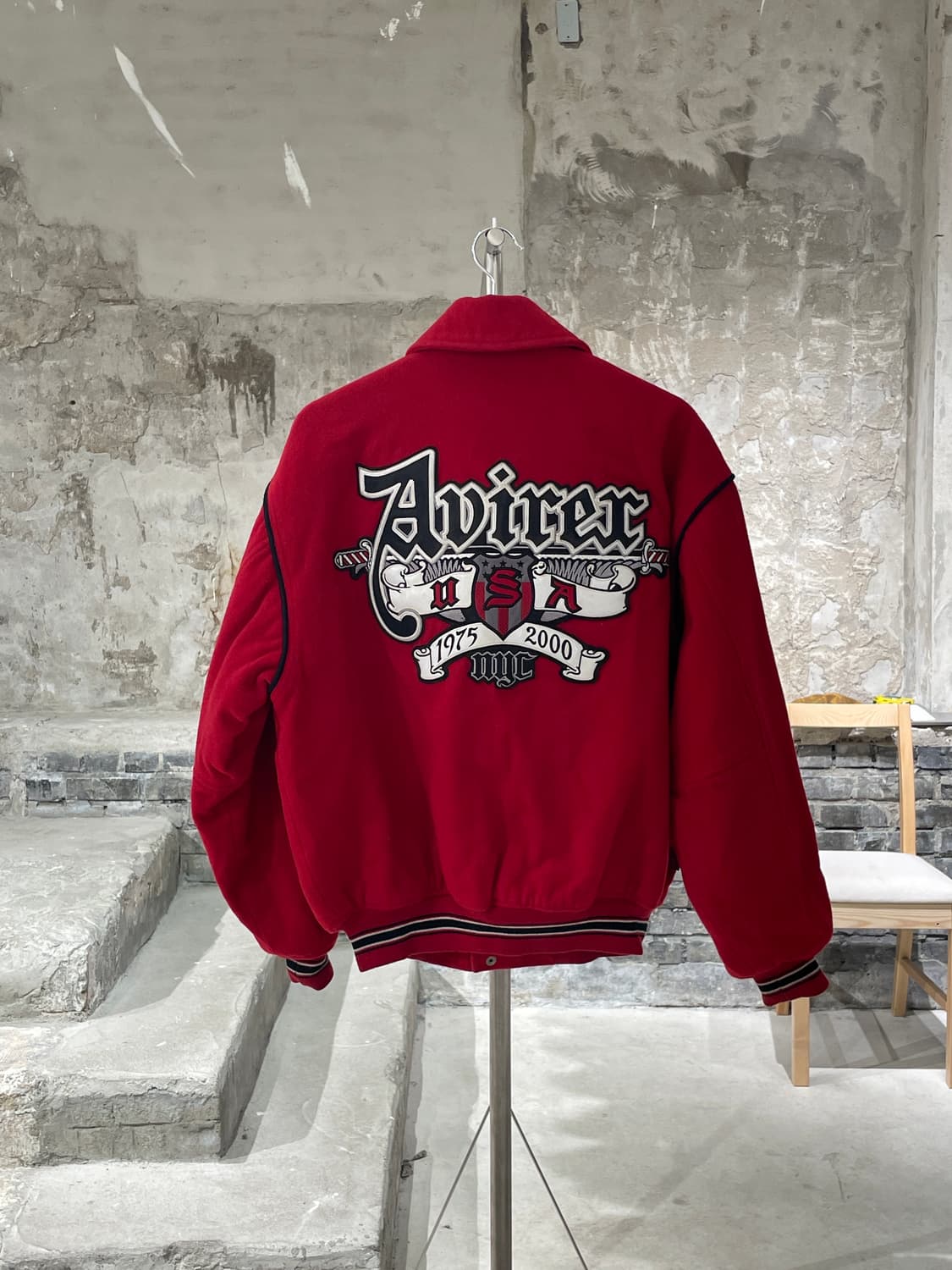 아비렉스 레드 usa 앰블럼 봄버 핏 울 바시티 자켓 상품이미지1