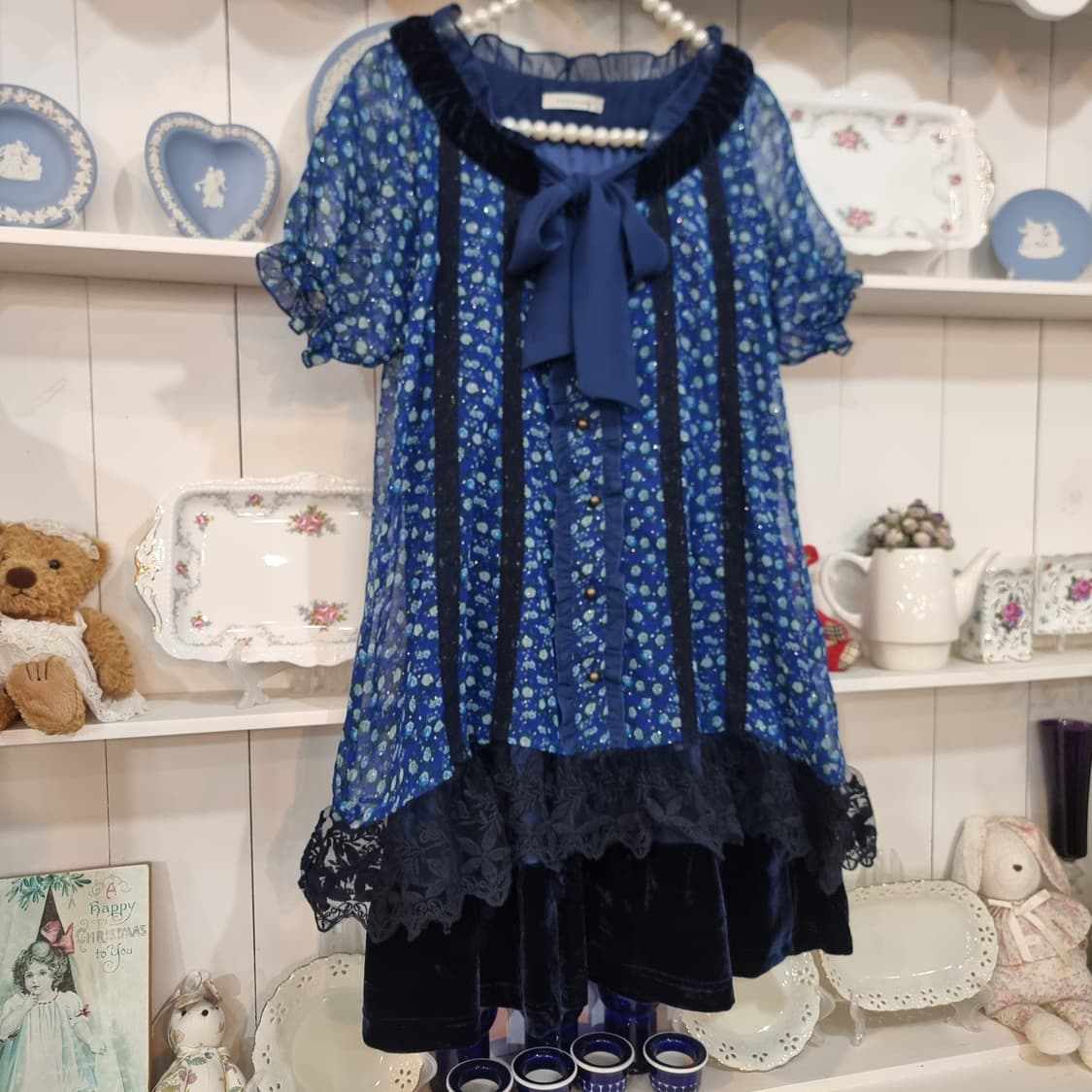 엑시즈팜(axes femme) 딥네이비 플로럴  원피스 상품이미지3