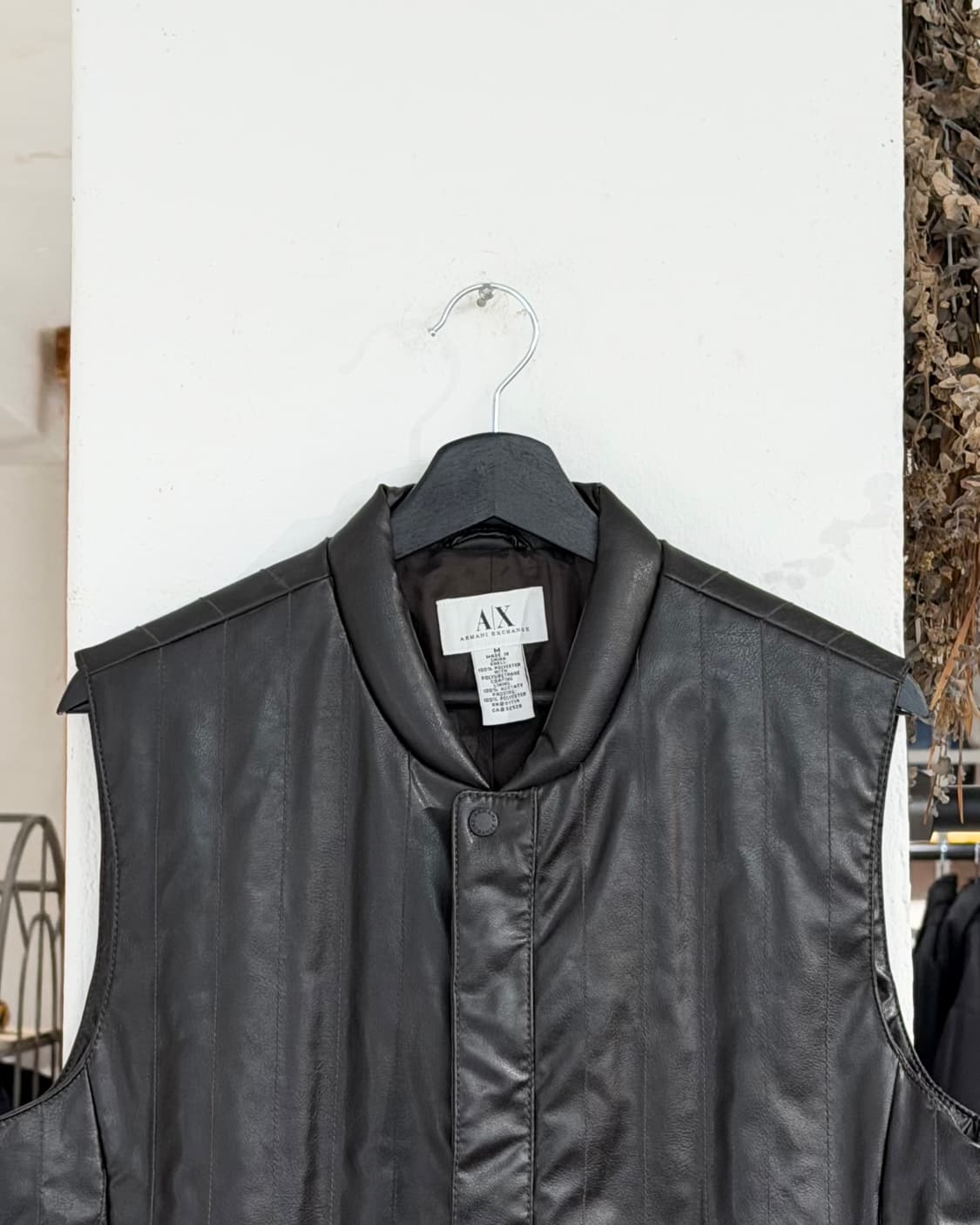 아르마니 익스체인지 다크브라운 레더 패디드 베스트 자켓 상품이미지4