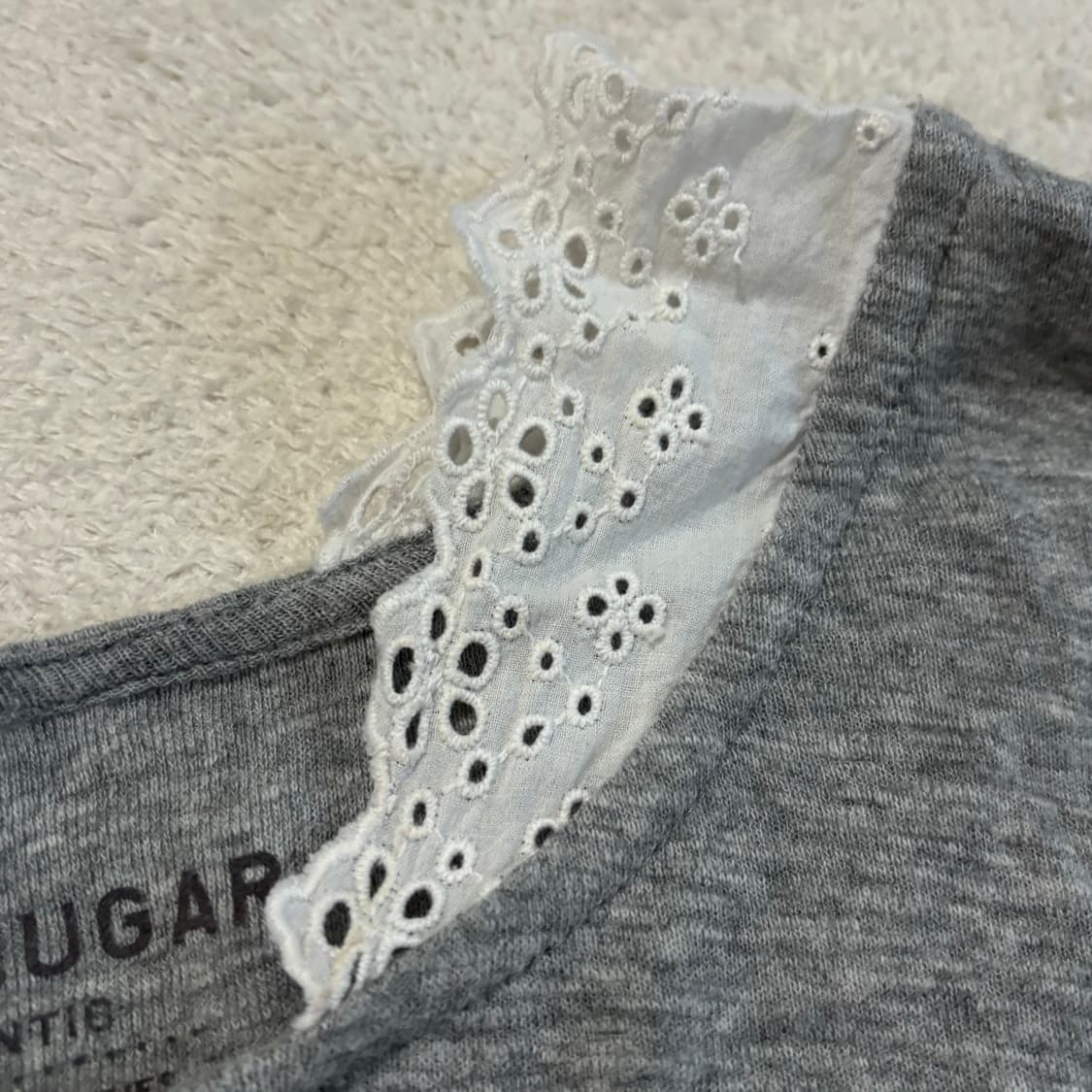 일본빈티지 cube sugar 그레이 레이스 이너 탑 상품이미지3
