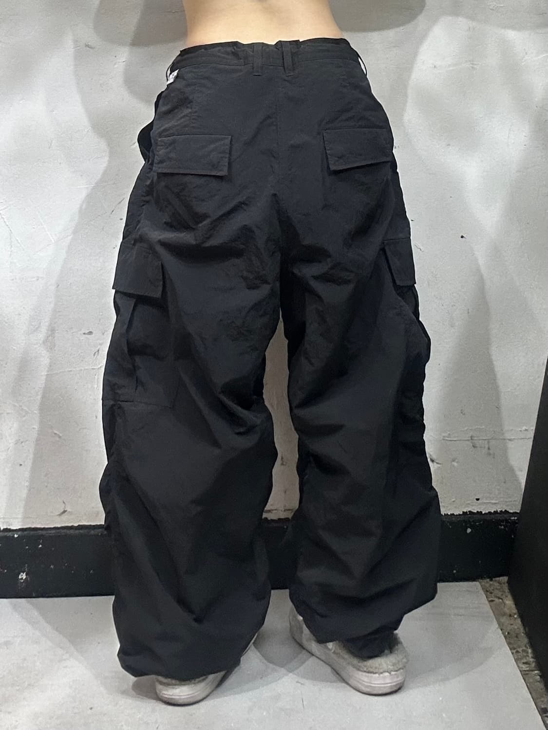 엑스톤즈 블랙 와이드 나일론 셔링 트랙 팬츠 카고 바지 L 상품이미지3