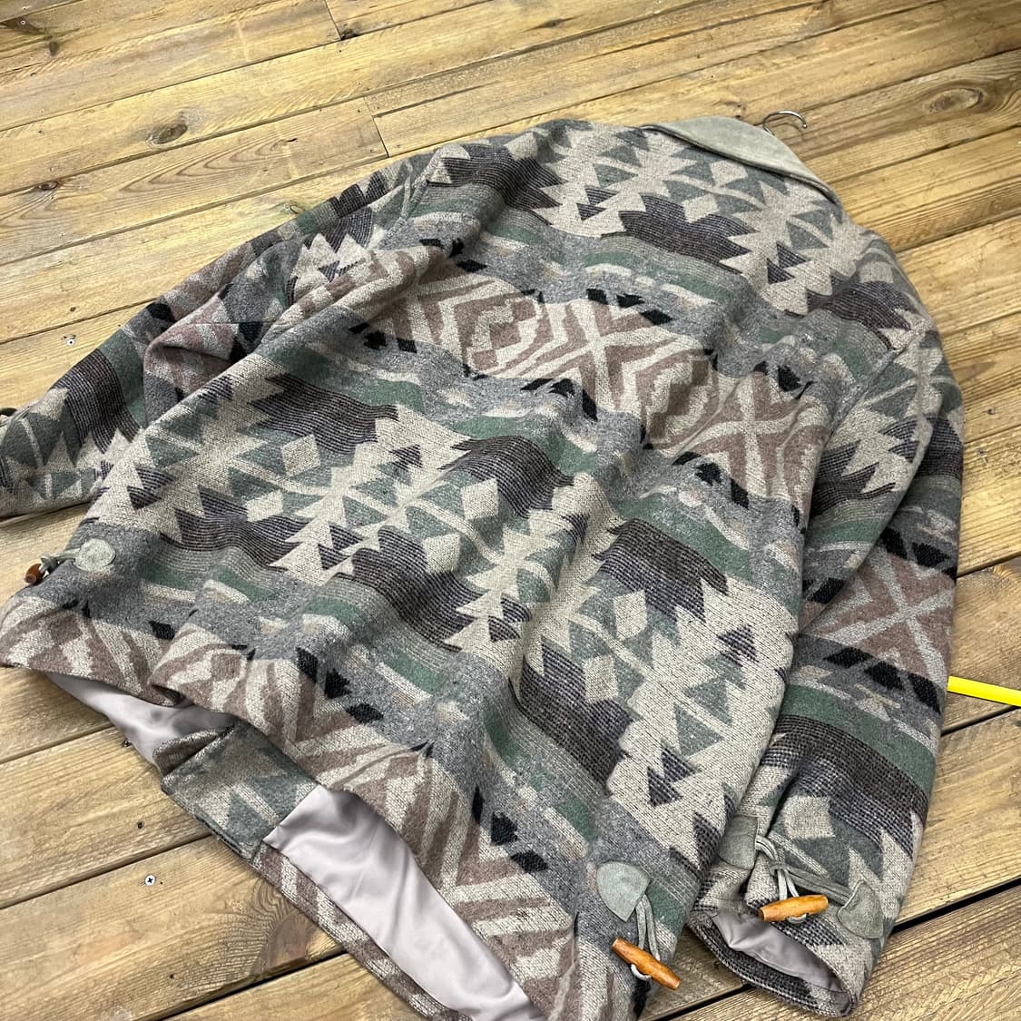 빈티지 커요커 가죽 배색 울 더플자켓  상품이미지2