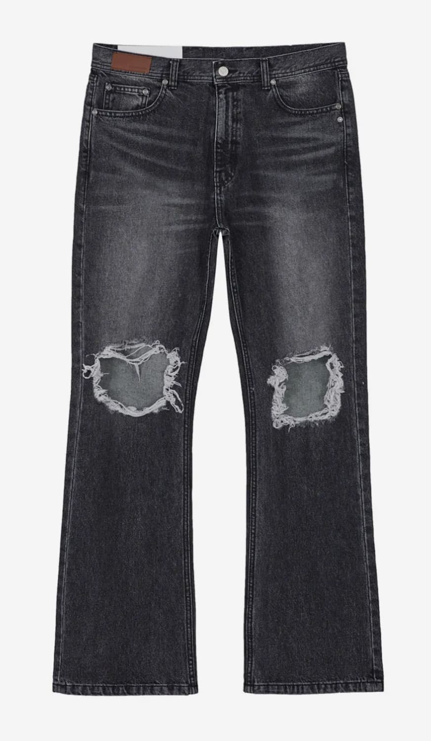 (S) 앤더슨벨 디스트로이드 부츠컷 데님 블랙 상품이미지1