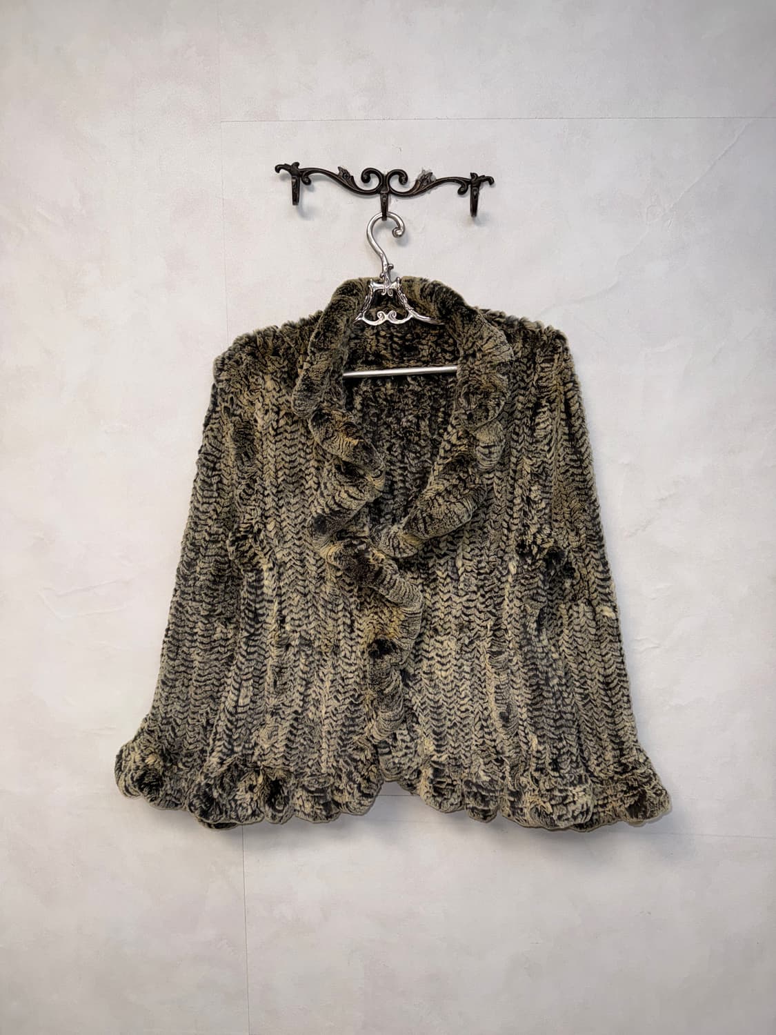 Mixed ash brown rex fur knit jacket  상품이미지1