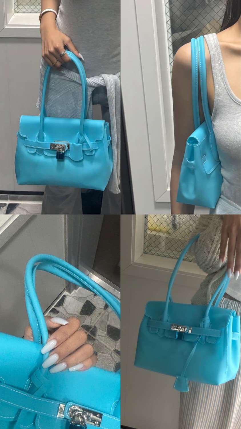 (하이퀄✨) 젤리 버킨백 jelly firkin bag skiblue🩵 상품이미지1