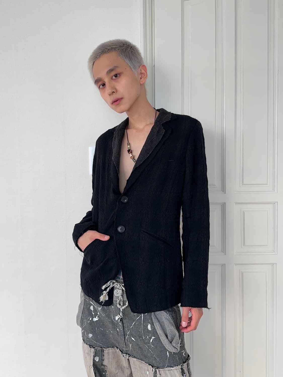 Pas de Calais 카라 레이어드 셔츠 블레이저 상품이미지2