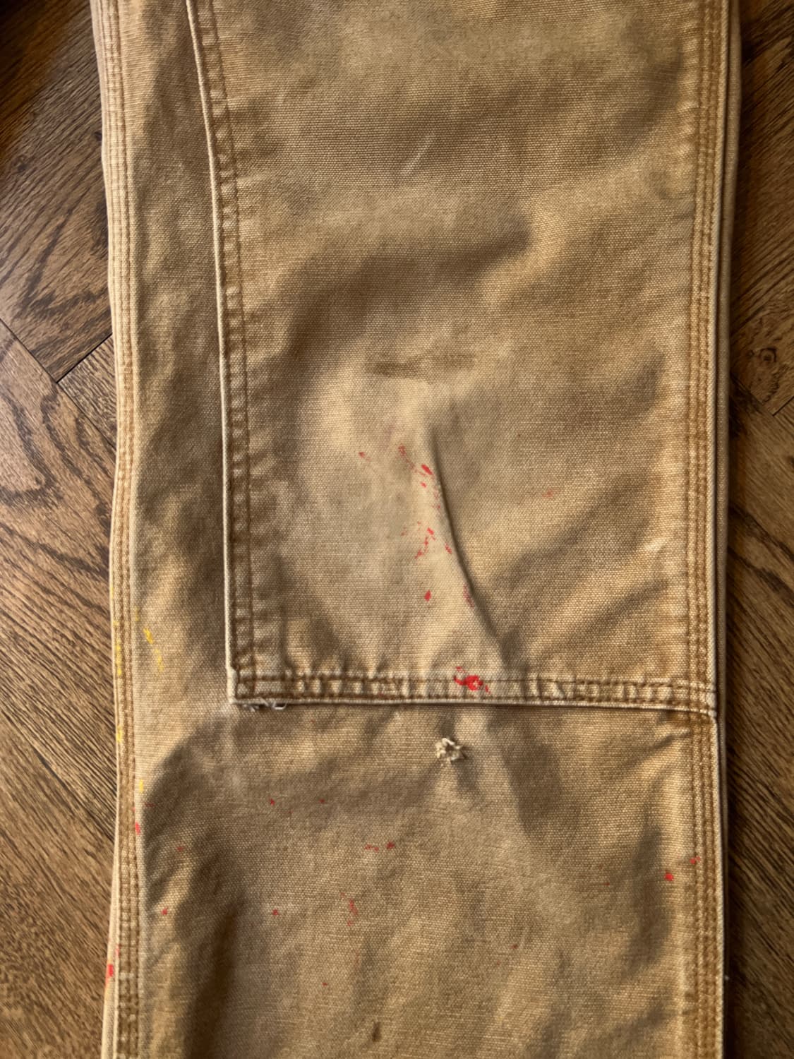 [30]칼하트 USA 빈티지 페인팅 브라운 더블니 워크 팬츠 상품이미지4