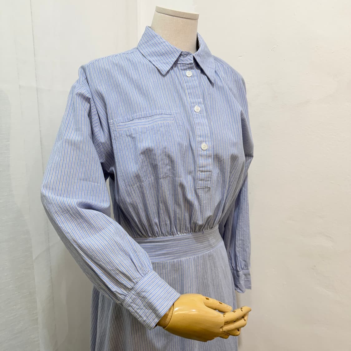 허리밴딩 스트라이프 줄무늬 롱원피스 셔츠롱원피스 3081 상품이미지2