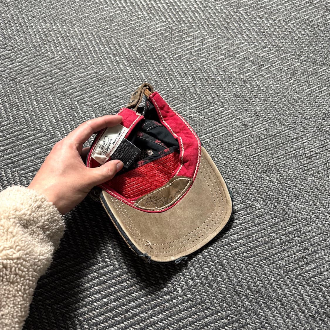 트루릴리전 자수 스웨이드 챙 체크 Y2K 그런지 볼캡 상품이미지8