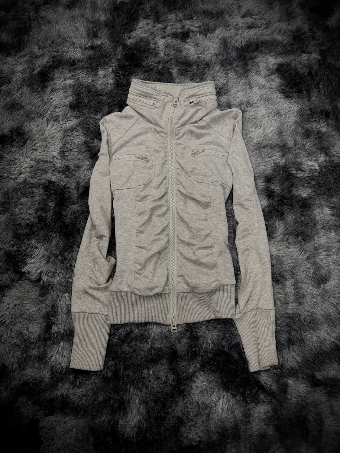 H.C.M II 셔링 히든후디 그레이 집업 상품이미지1