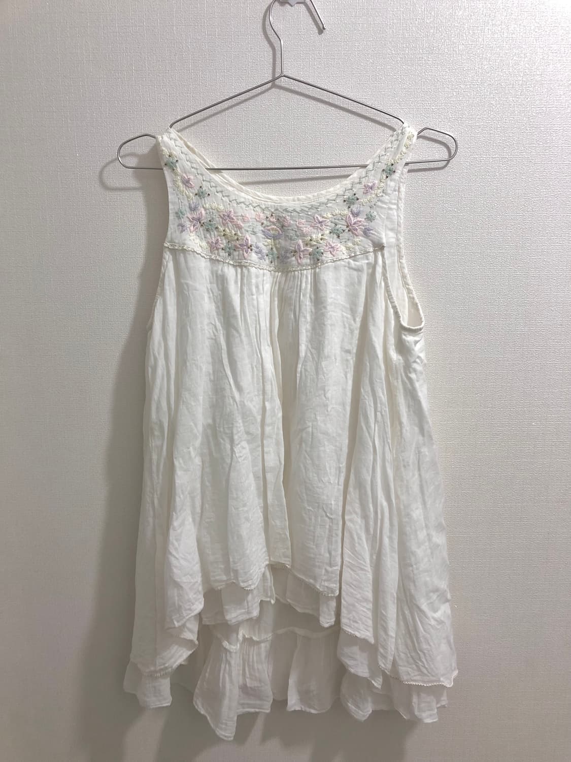 빈티지 모리걸 대장 자수 나시 블라우스 반팔 아오이유우 일본 일녀 일브 상품이미지1