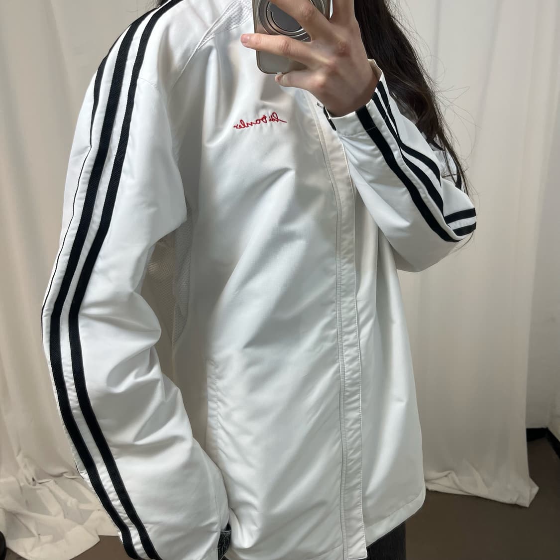 Adidas White Windbreaker (소매 벨크로 까짐)  상품이미지3
