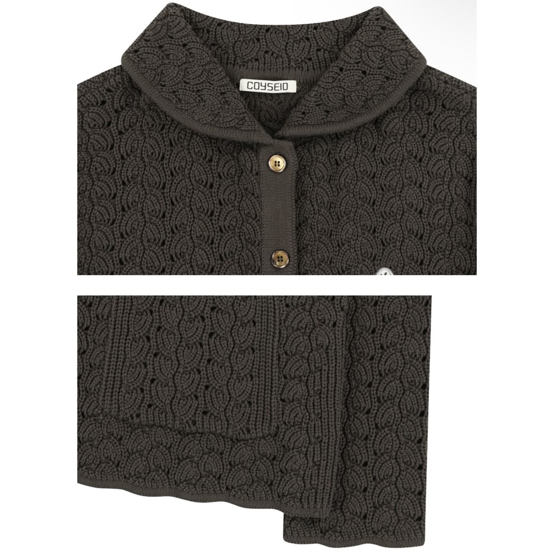 코이세이오 웨이브 니트 가디건 다크브라운 상품이미지9