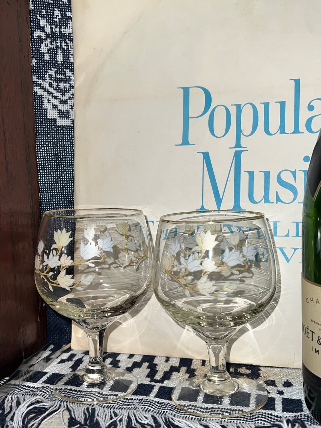 80s Korean VTG Floral Stem Glass 상품이미지3