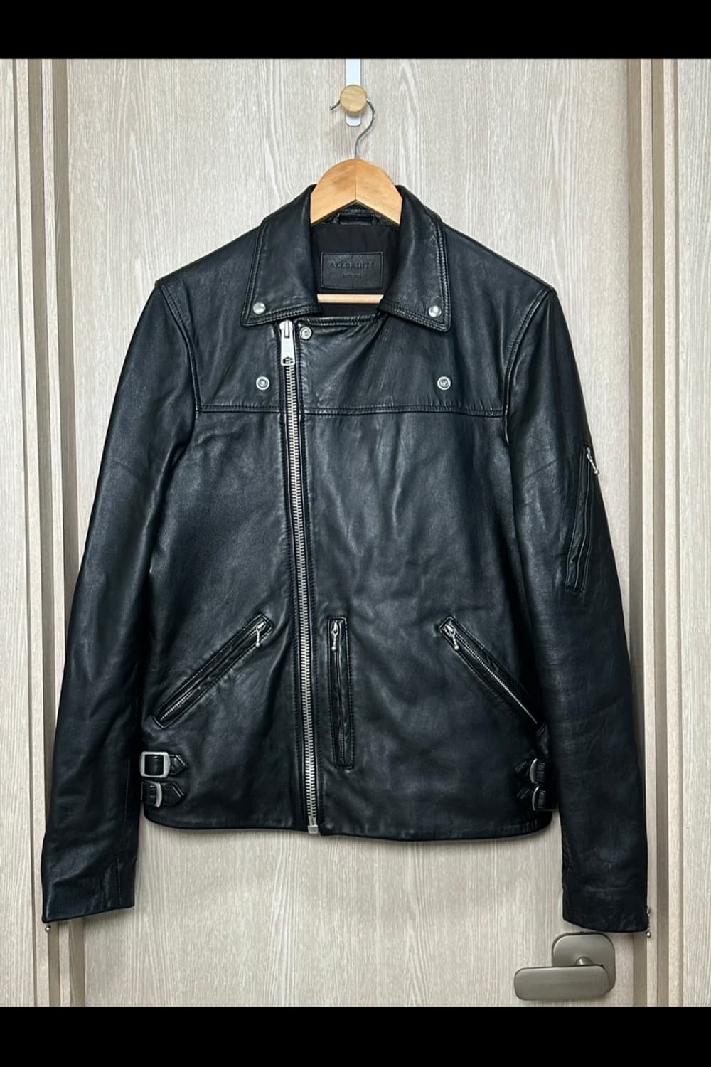 새상품급)올세인츠 램스킨 바이커자켓M/블랙 상품이미지2