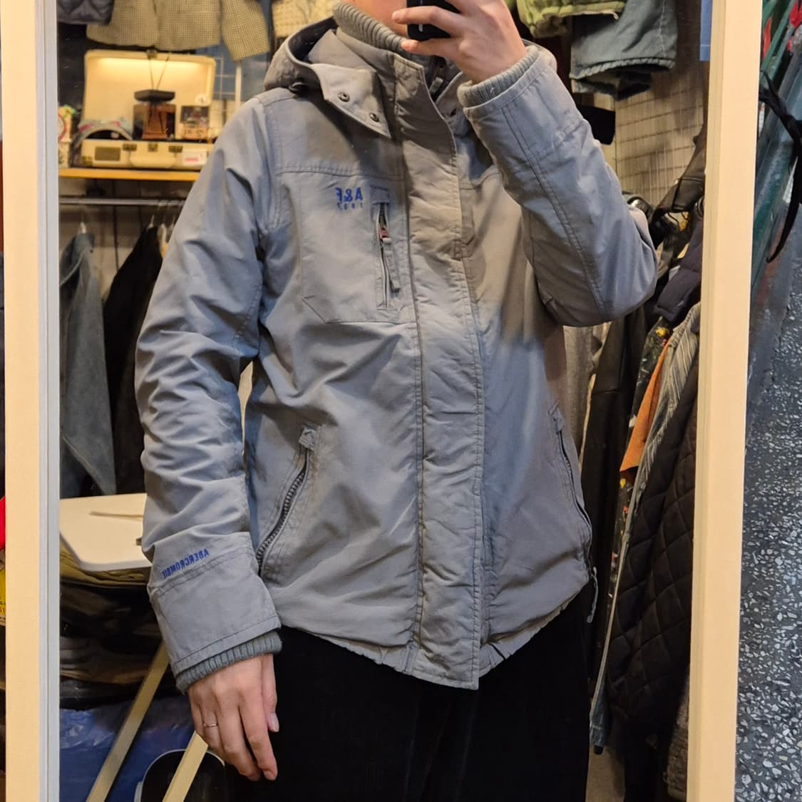 실사이즈-XL(착샷잇음) 아베크롬비 그레이 후드자켓 상품이미지3