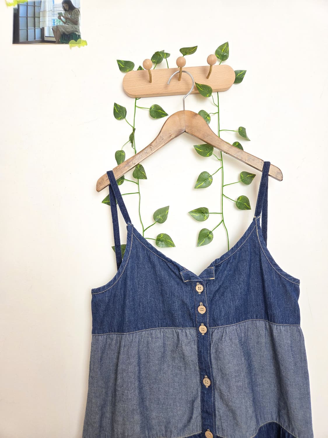 데님 버튼업 끈원피스 상품이미지2