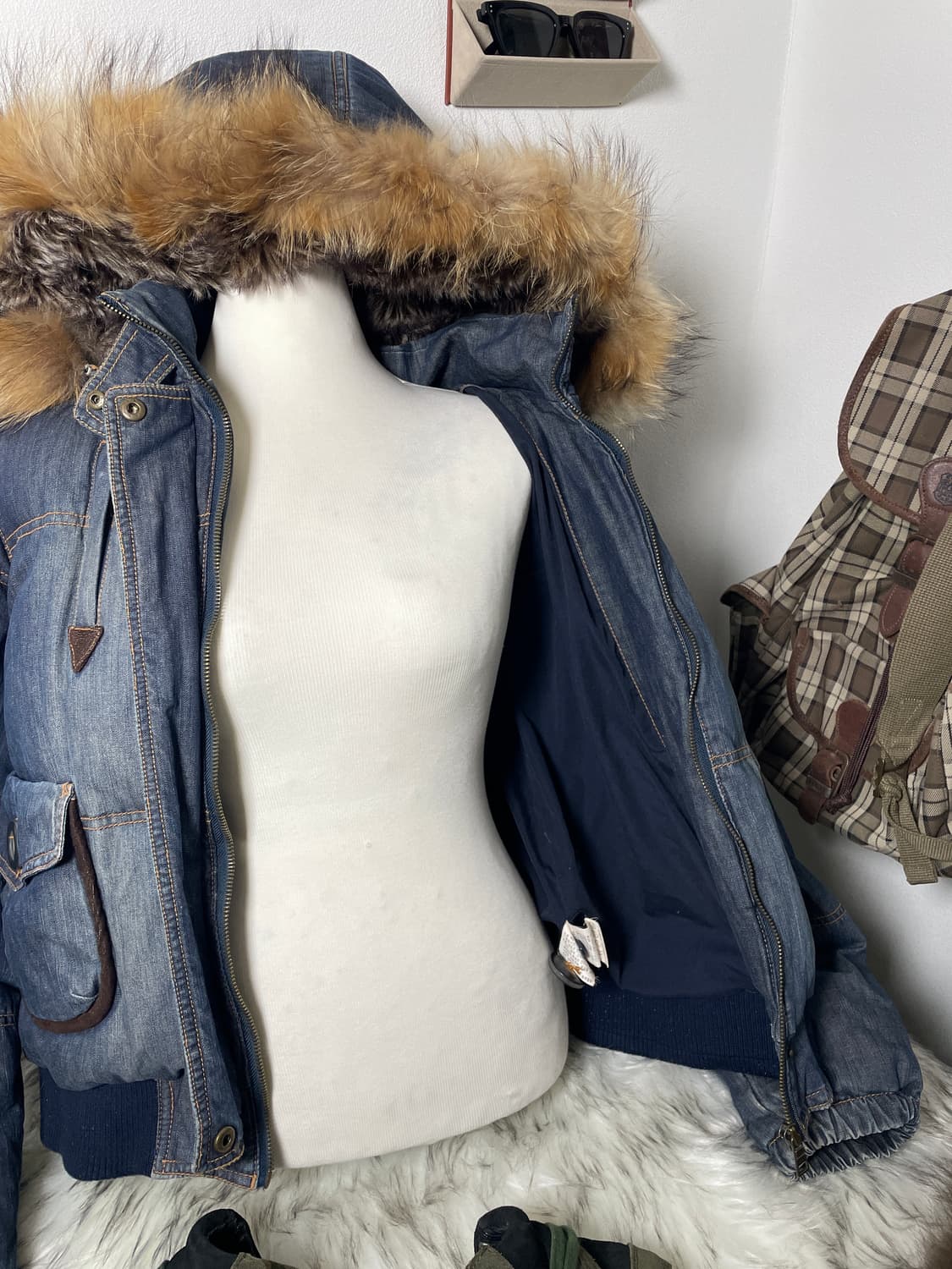 빈티지 데님 울프죠 털 패딩 상품이미지10