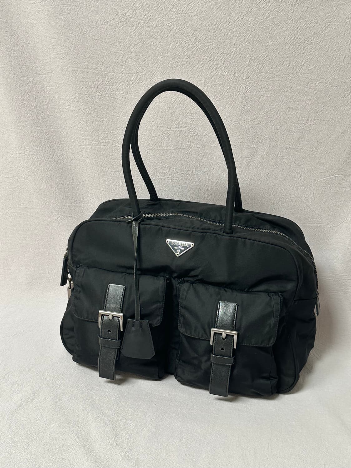 프라다 볼링백 바게트백 토트백 숄더백 나일론 포코노 y2k 상품이미지3