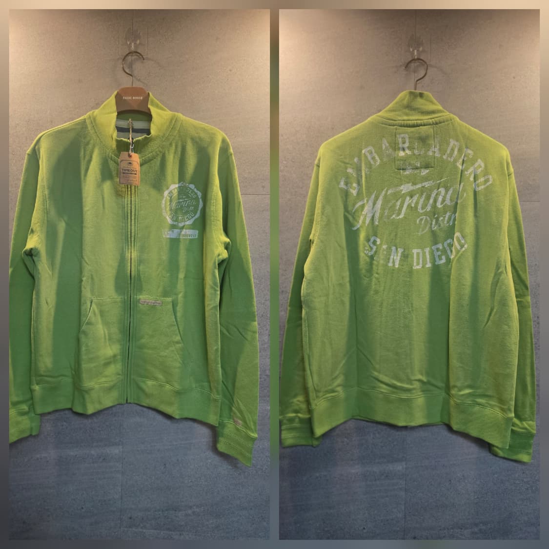 타임아웃 집업. 라임색. 미착. 상품이미지1