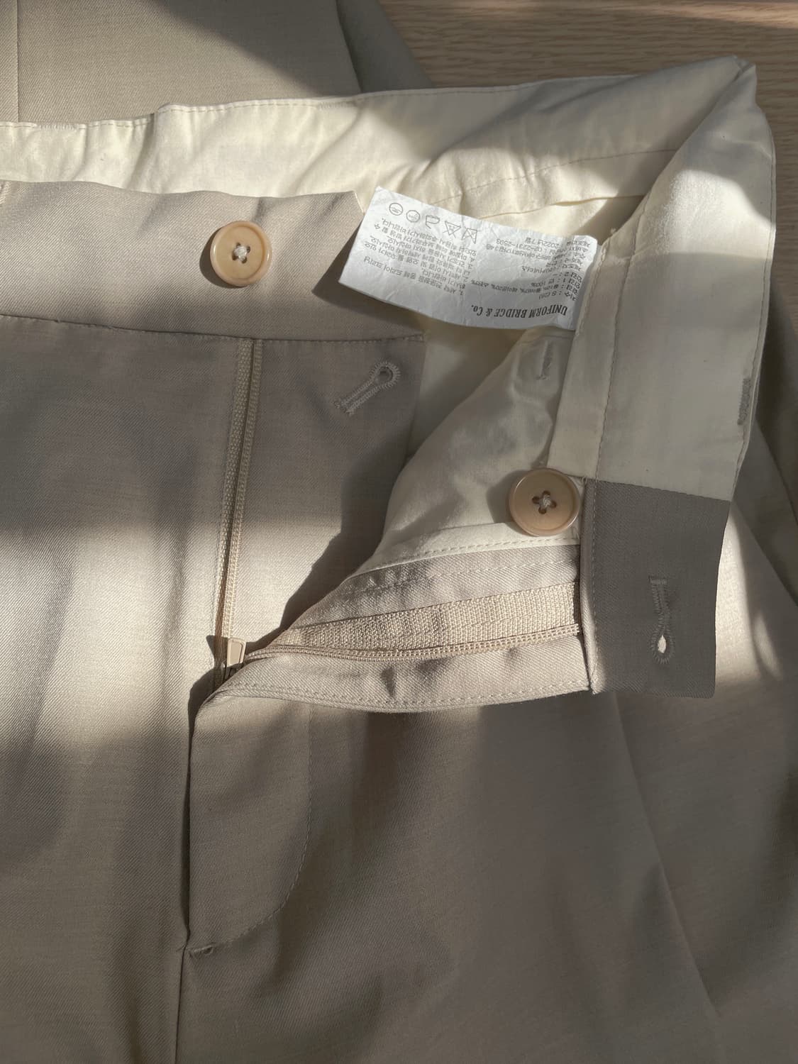 유니폼브릿지 원턱 와이드 슬랙스 베이지  상품이미지4