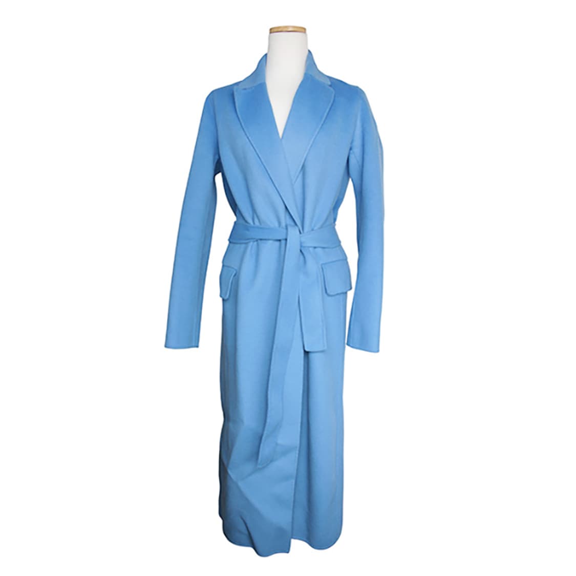 마쥬 블루 울 혼방 벨티드 롱코트 44 상품이미지1