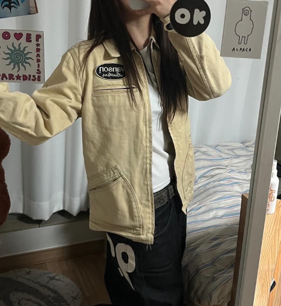 벤슨 바이커 자켓 아이보리 상품이미지2