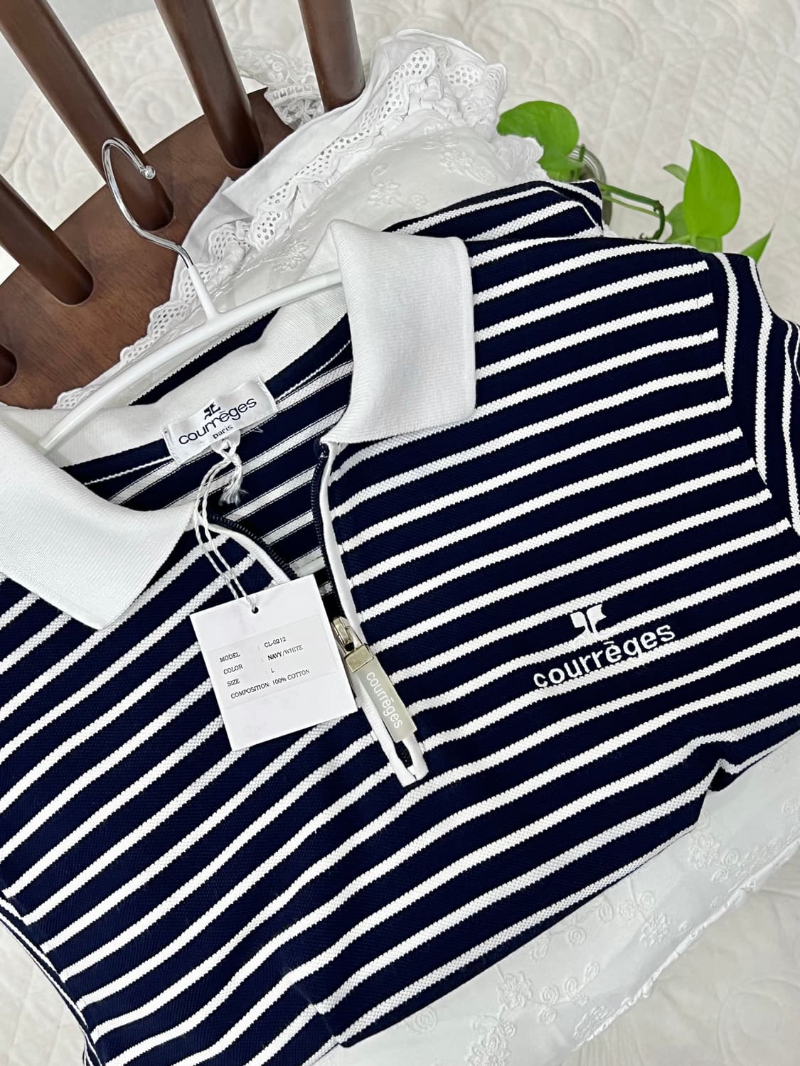 새상품 쿠레쥬 딥 네이비 스트라이프 하프 집업 꾸레쥬 상품이미지2