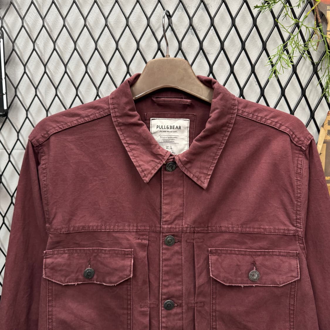 USA VINTAGE 데님 트러커자켓 전면 투포켓 포인트 버건디 상품이미지3