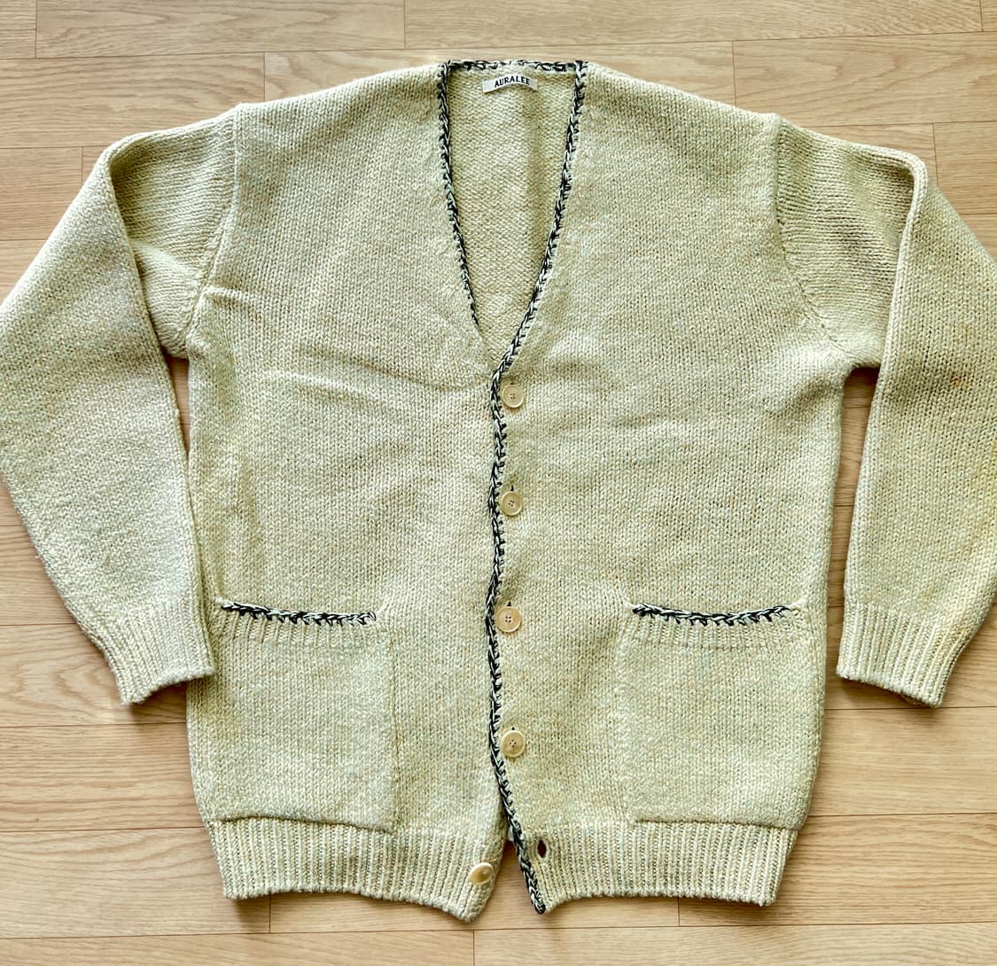 AURALEE 오라리 실크 울 카멜 믹스 니트 가디건 상품이미지1