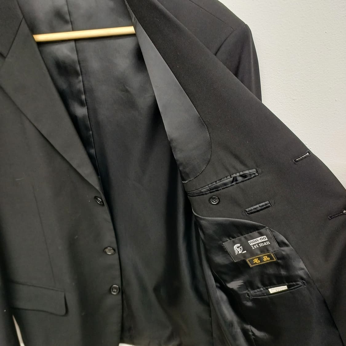 non-no 1st man 블랙 쓰리버튼 울 블레이저 자켓 100 상품이미지3