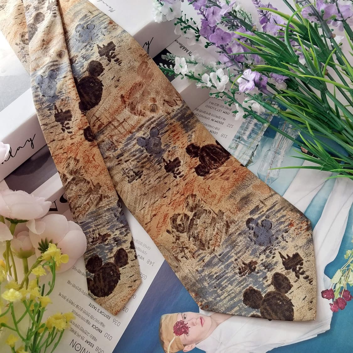 디즈니 실크 베이지 믹스 패턴 넥타이 9.5cm A등급 K1298
 상품이미지2