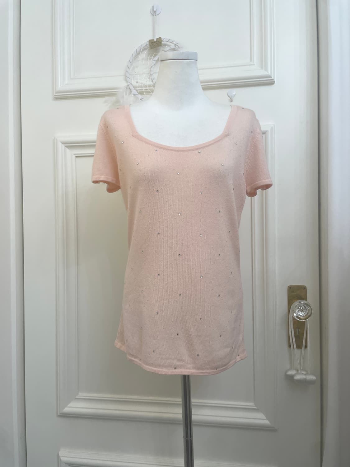 coral cubic point argyle basic knit top 상품이미지1