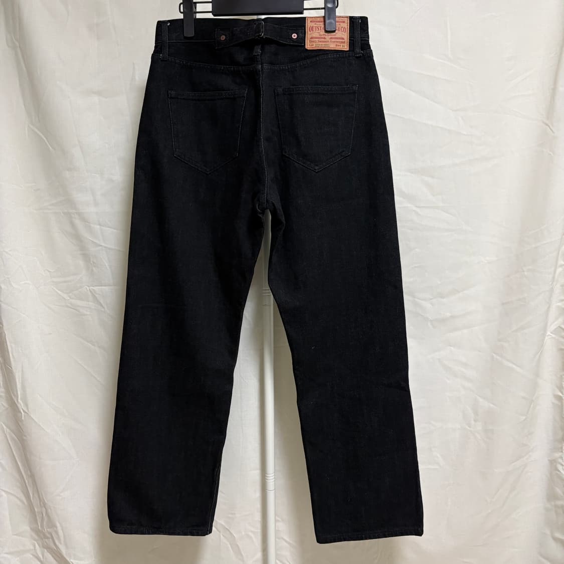 아웃스탠딩 30s 신치백 셀비지 와이드 데님팬츠 / 블랙, S(30) 상품이미지6