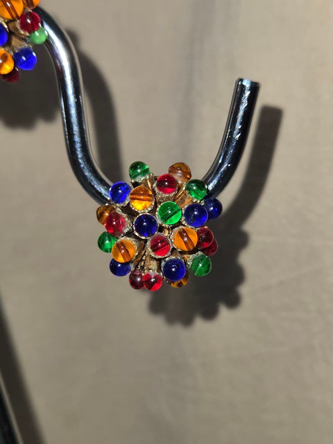 유럽 빈티지 컬러 글라스 비즈 클립 귀찌 상품이미지1