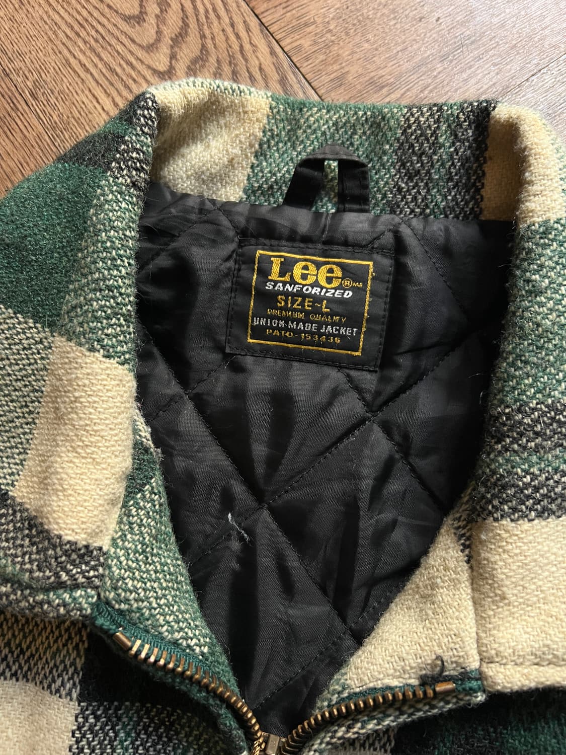 [L]90's Lee 이태리제 퀼팅 라이닝 그린 타탄체크 울 자켓 상품이미지2
