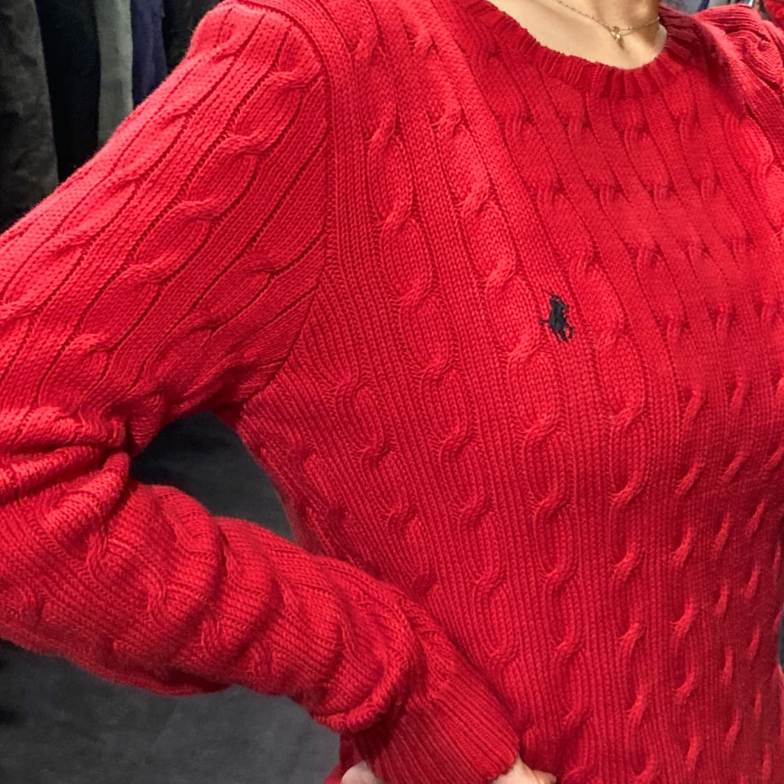[IM] 폴로 랄프로렌 라운드넥 케이블 니트 레드  상품이미지5